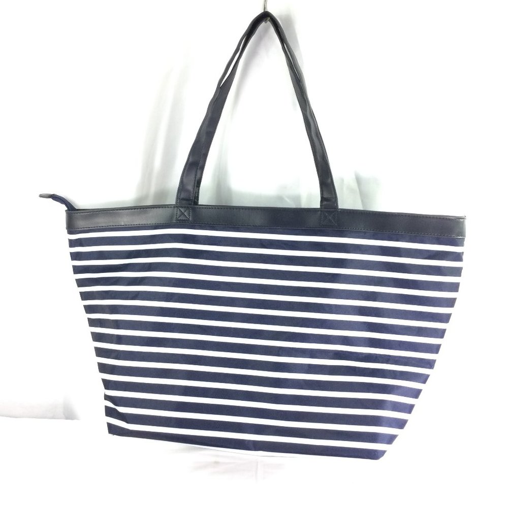 Premium Bag Large Tote Bag Blue White Stripes